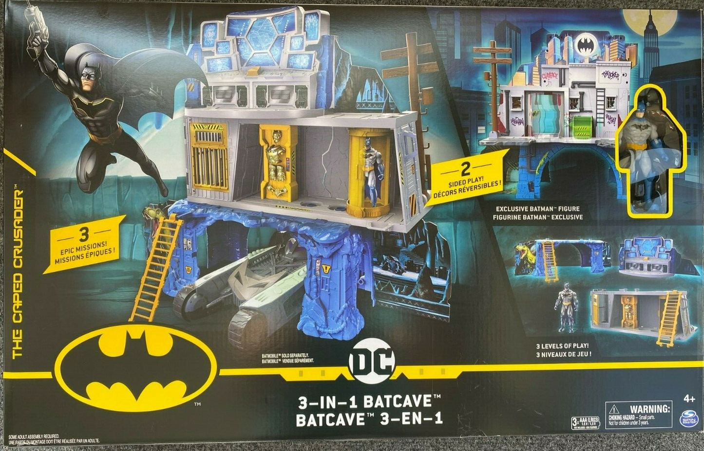 New Batcave 3 in 1 Playset Action Figure Batman Gold Armor DC Super Friends