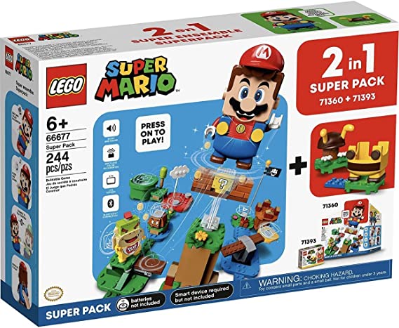 Lego 66677 Super Mario 2 in 1 Super Pack Building Kit (Contains Lego 71360 Adventures with Mario and Lego 71393