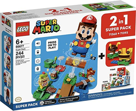 Lego 66677 Super Mario 2 in 1 Super Pack Building Kit (Contains Lego 71360 Adventures with Mario and Lego 71393