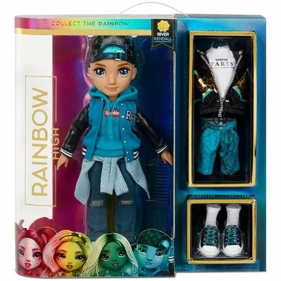 Rainbow High River Kendall – Rainbow Fashion Boy Doll with 2 Complete Mix & Match Outfits and Accessories