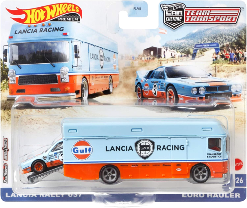 Hot Wheels Team Transport GULF Lancia Rally 037 Car Euro Hauler Bus not rlc